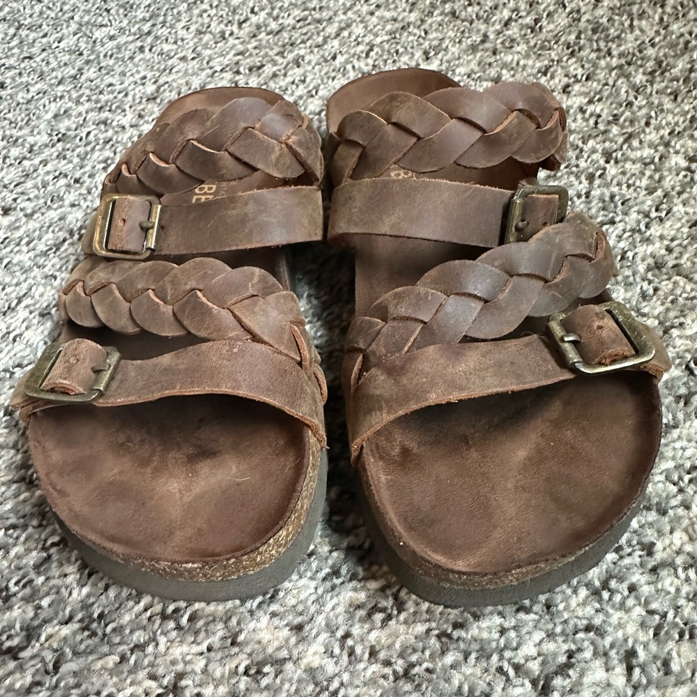 White Mountain Footbeds | Braided Leather Sandals with Buckles | size 6